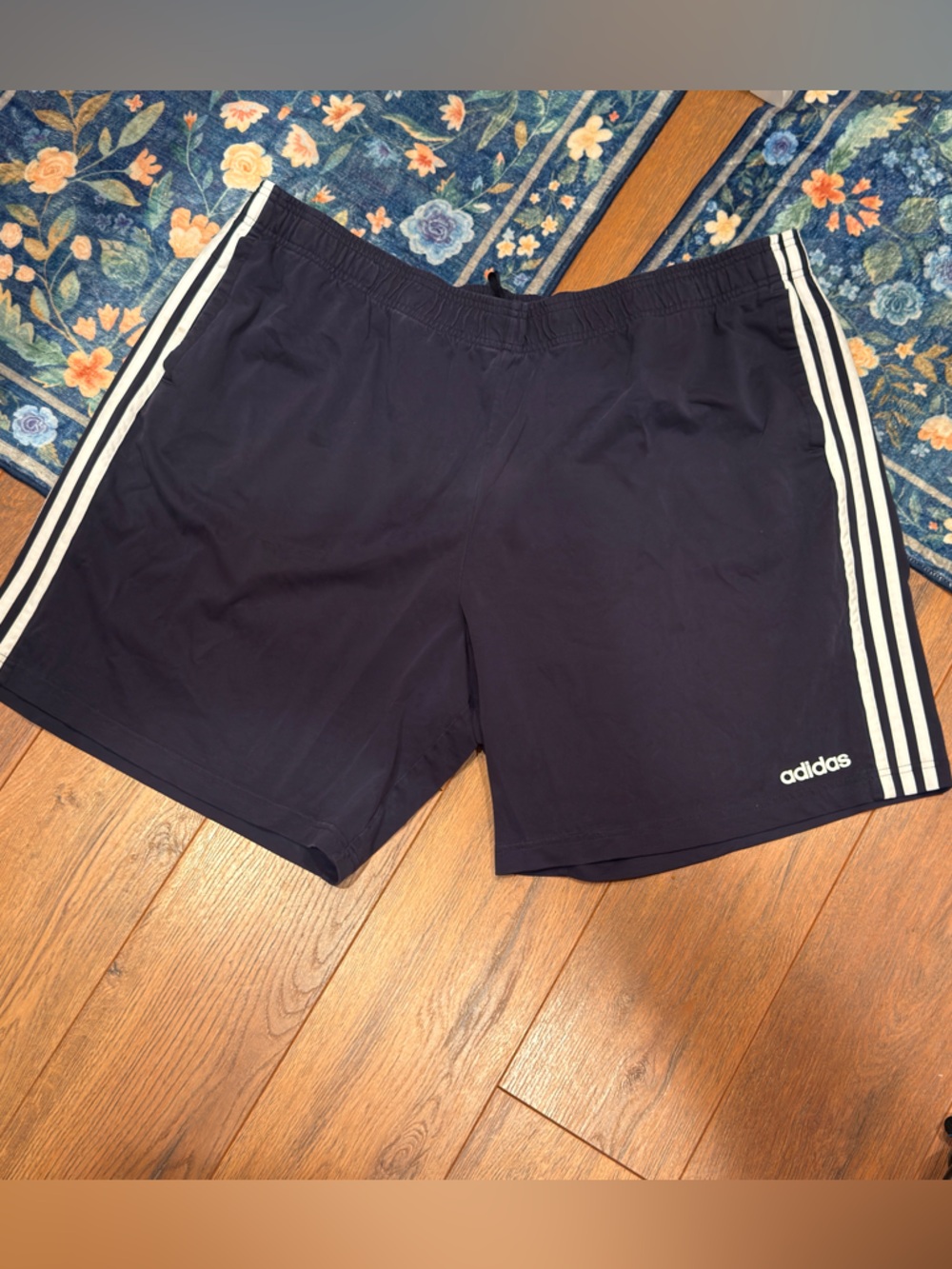 adidas Navy Shorts with White 3-Stripes